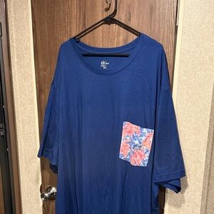 Harbor Bay Blue Short Sleeve Tee with Floral Pocket